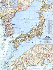 1960 Japan og Korea Kort 63 x 48cm
