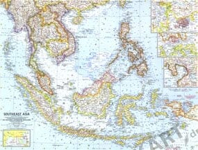 1961 Southeast Asia Map 63 x 48cm