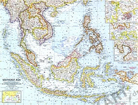 1961 Südostasien Karte 63 x 48cm