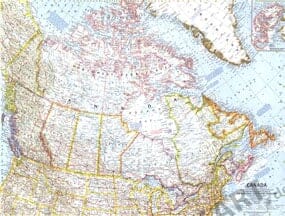 1961 Canada Map 63 x 48cm 