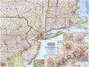 1962 United States Washington To Boston Map National Geographic