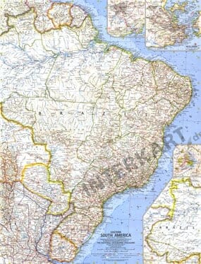 1962 Eastern South America Map from National Geographic