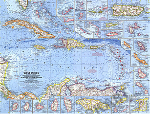 1962 Westindische Inseln 63 x 48cm