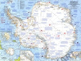 1963 Antarctica Map 63 x 48cm