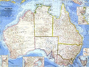 1963 Australien Karte 63 x 48cm