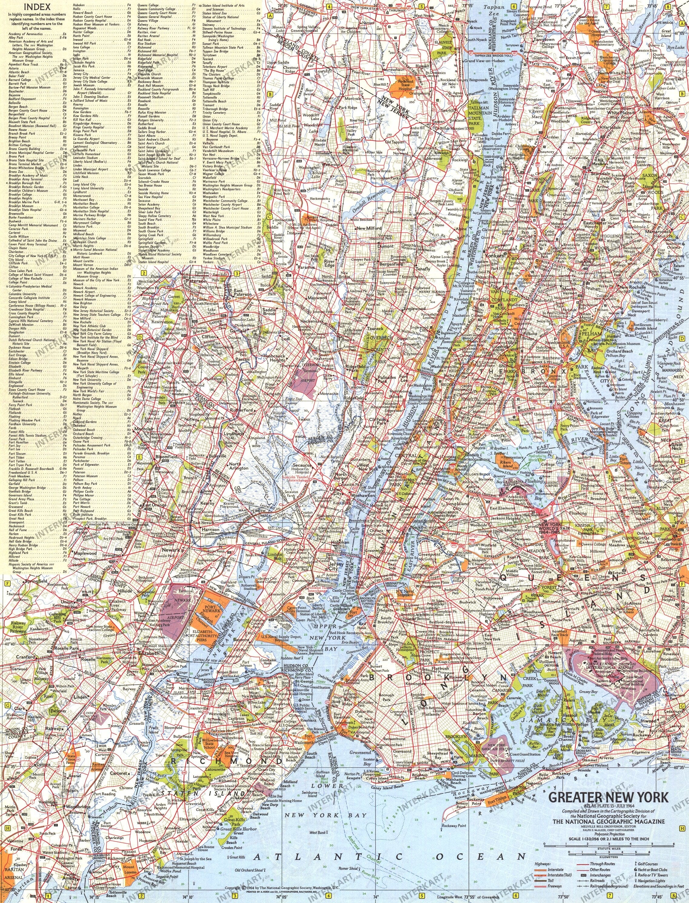 1964 Greater New York Map from National Geographic
