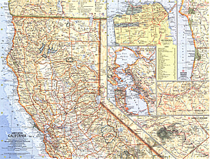 1966 Nordkalifornien Karte 51 x 38cm