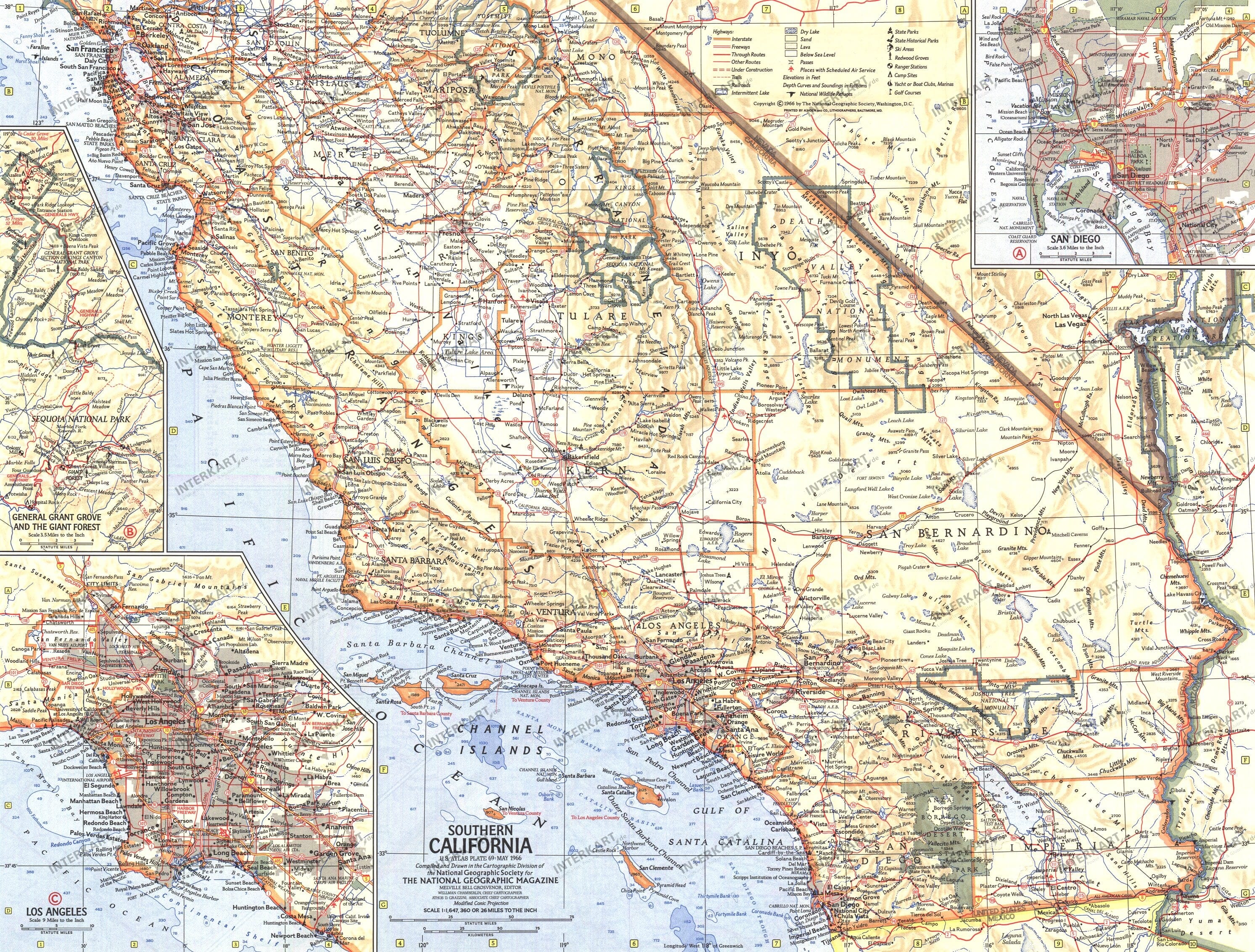 Detailed Map Of Southern California 1966 Southern California Map