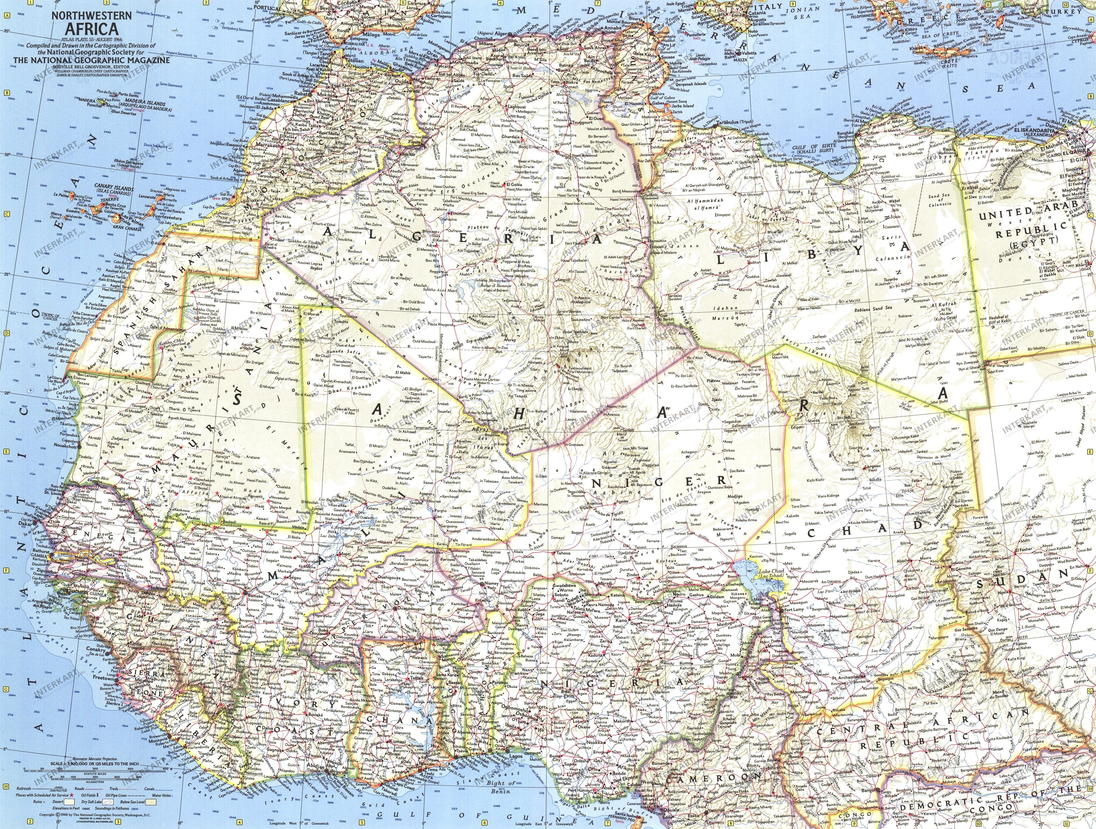 1966 Northwestern Africa Map 63 x 48cm