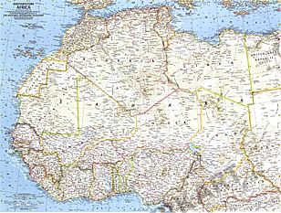 1966 Nordwest Afrika Karte 63 x 48cm