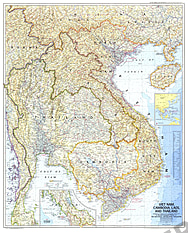 1967 Vietnam, Cambodia, Laos And Thailand Map  National Geographic