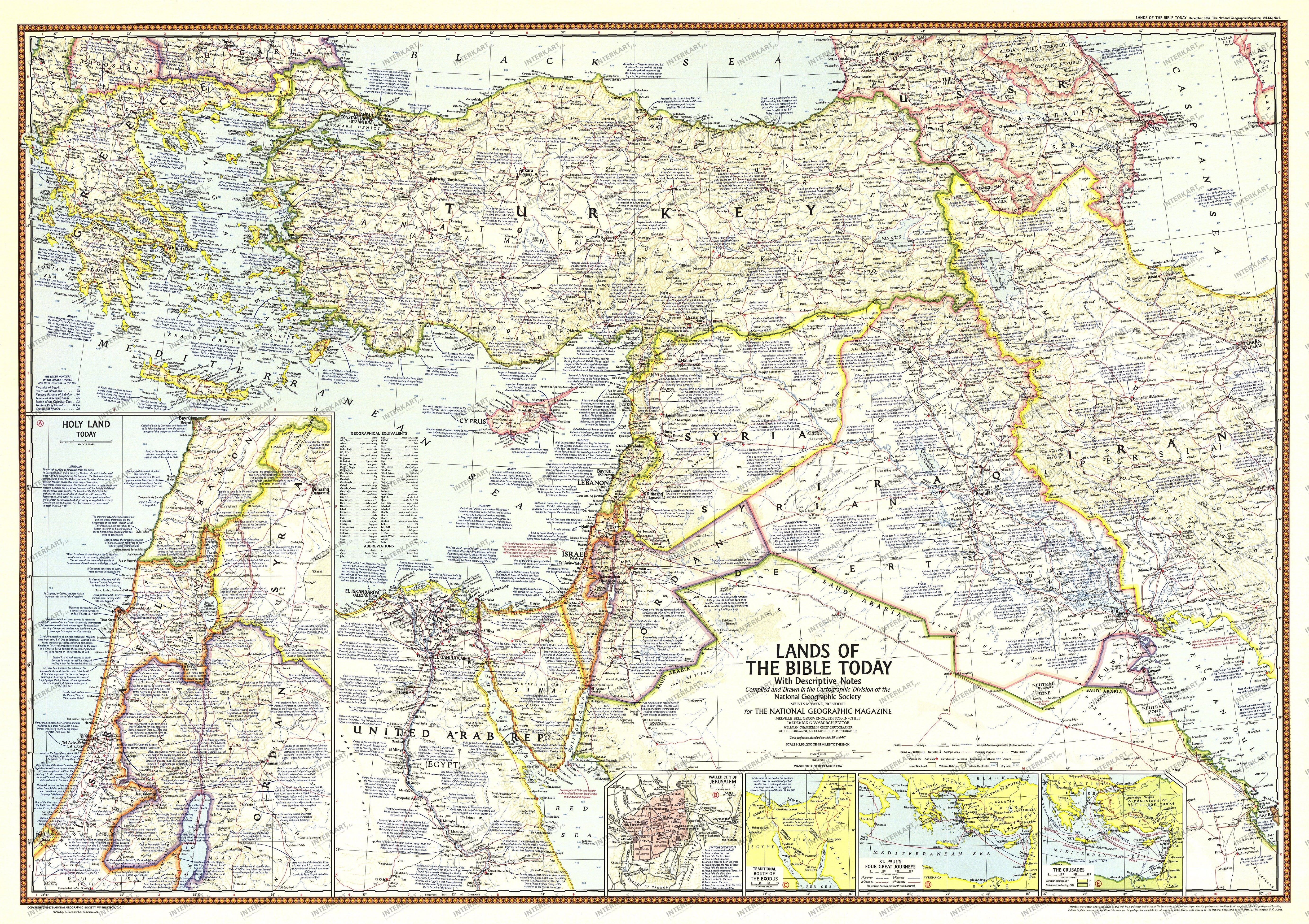 1967 Lands Of The Bible Today 104 x 74cm