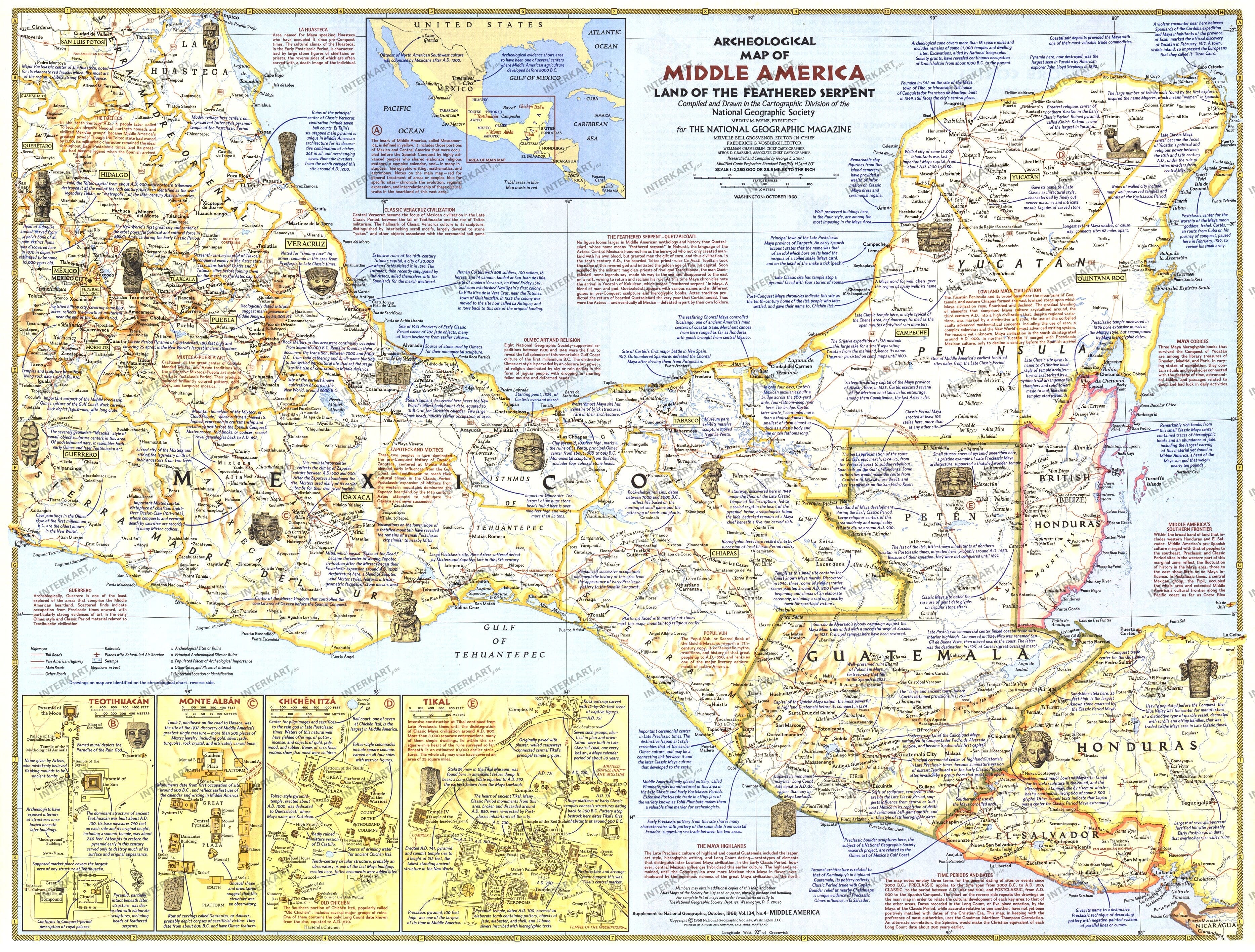 1968 Archeological Map Of Middle America Side 1 from National Geographic