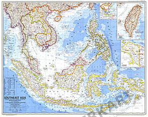 1968 Südostasien Karte 85 x 67cm
