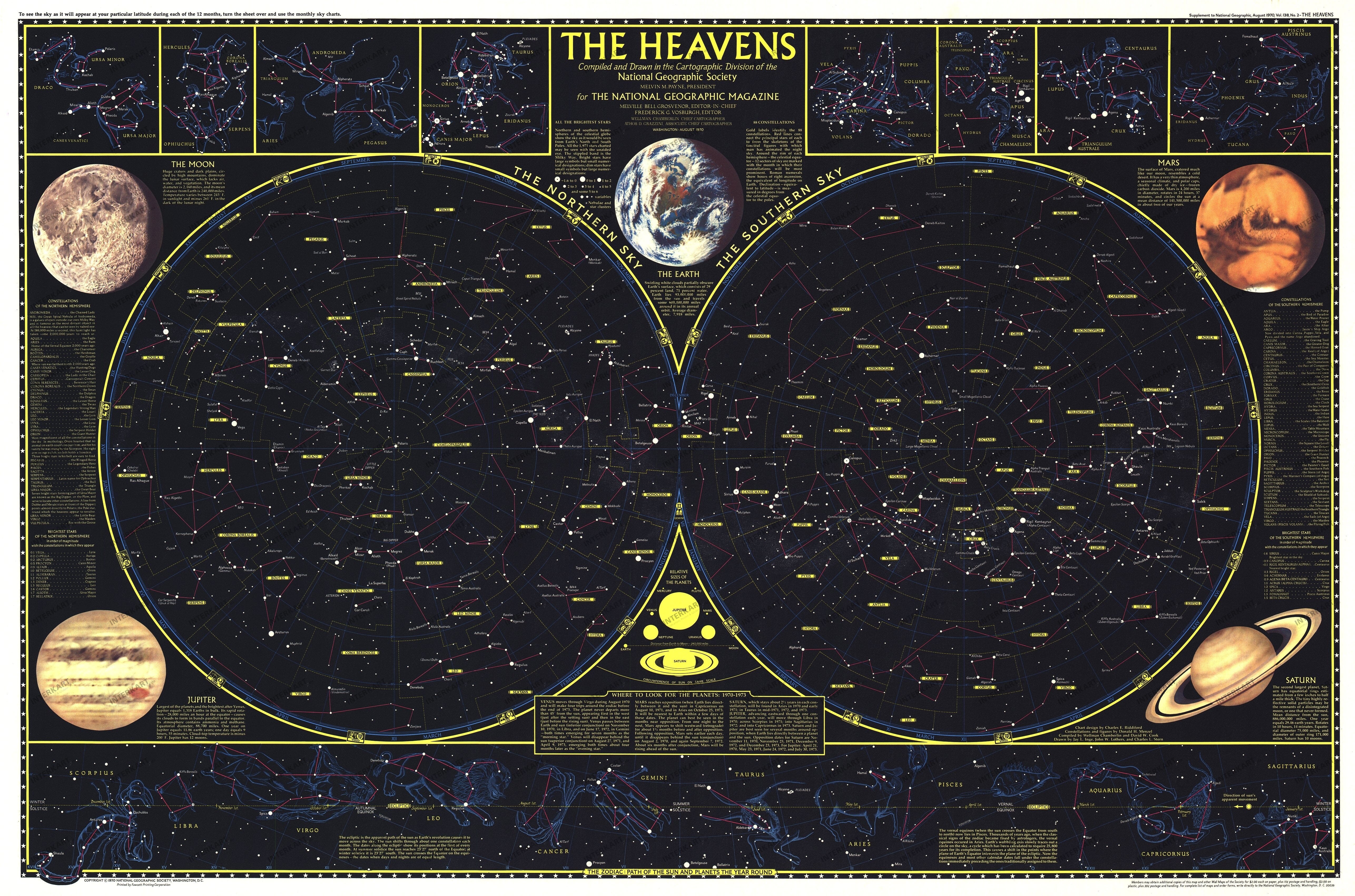 1970 Heavens Map 86 x 58cm
