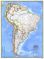 1972 Südamerika Karte 58 x 76cm