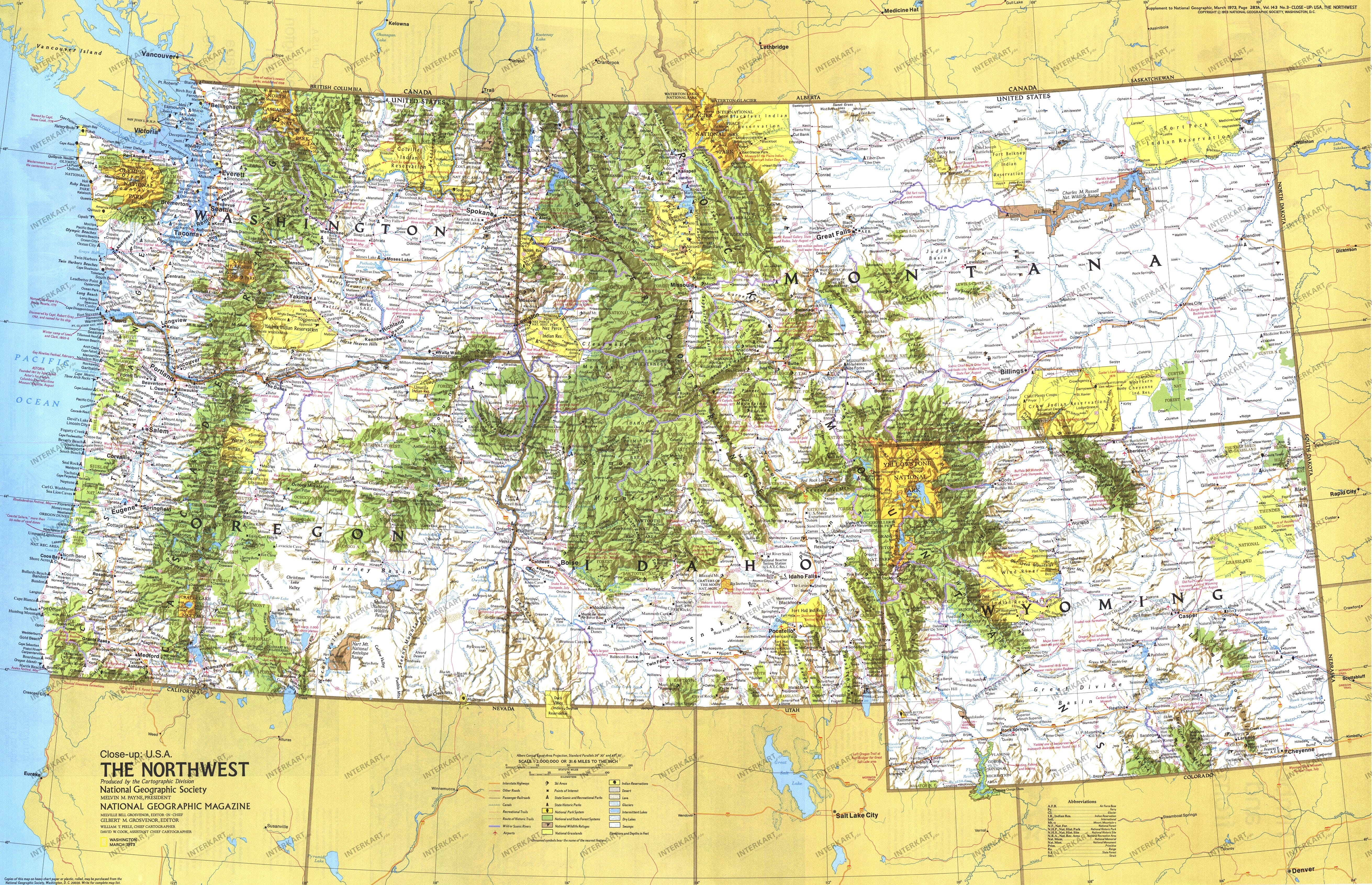 1973 Northwest Map from National Geographic