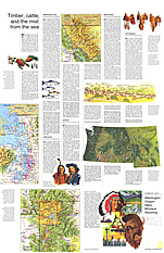1973 Northwest Map -Timber, Cattle And The Mist From Sea National Geographic