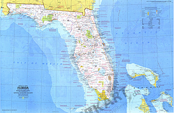 1973 Florida Karte 89 x 58cm