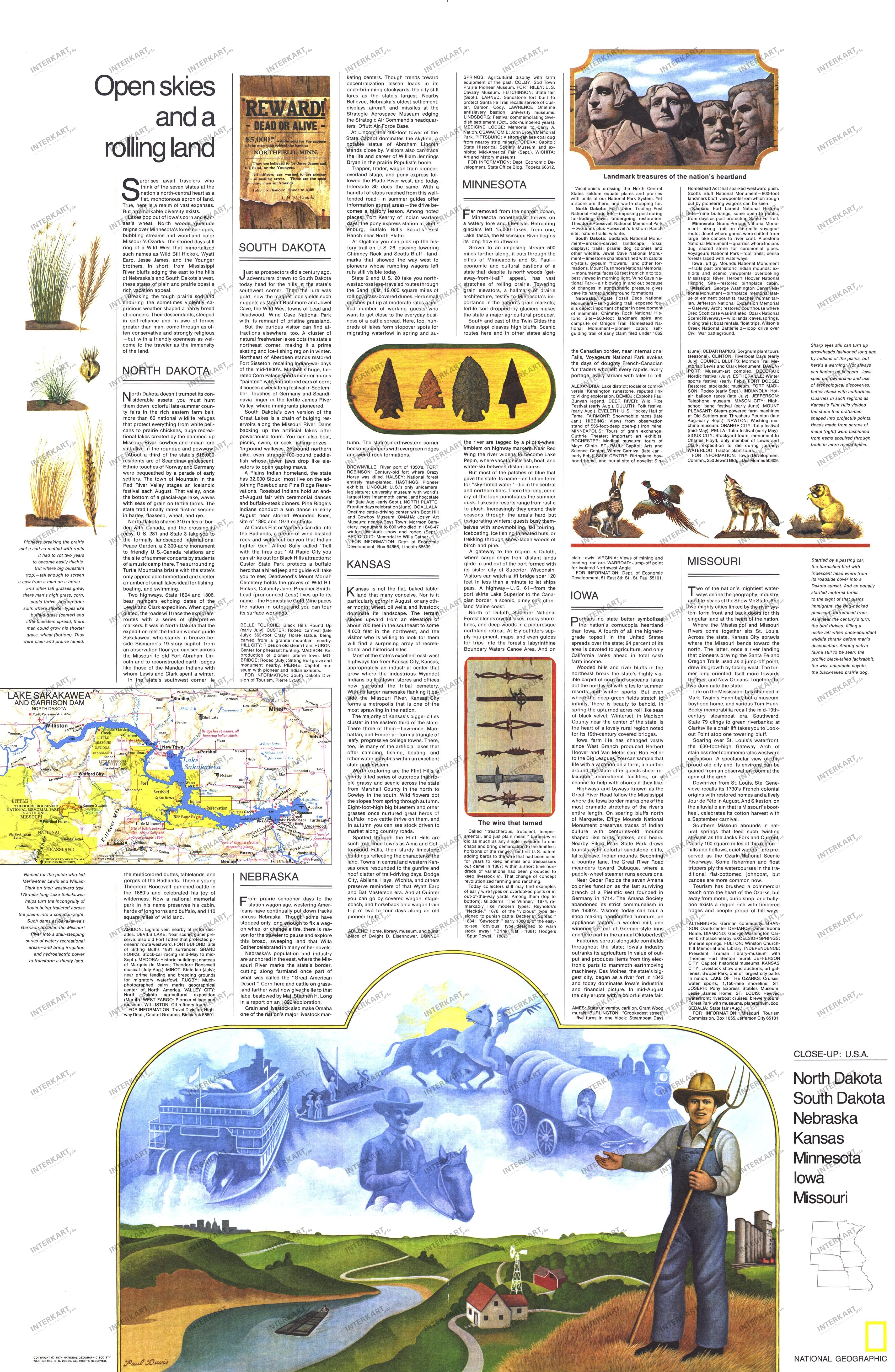 1974 North Central States Map Open Skies And Rolling Land 58 x 89cm (Default) view product