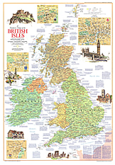 1974 Britische Inseln Reisekarte Seite 1 - 58 x 82cm