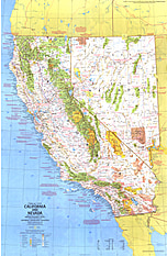 1974 Kalifornien und Nevada Karte Seite 1 - 58 x 89cm