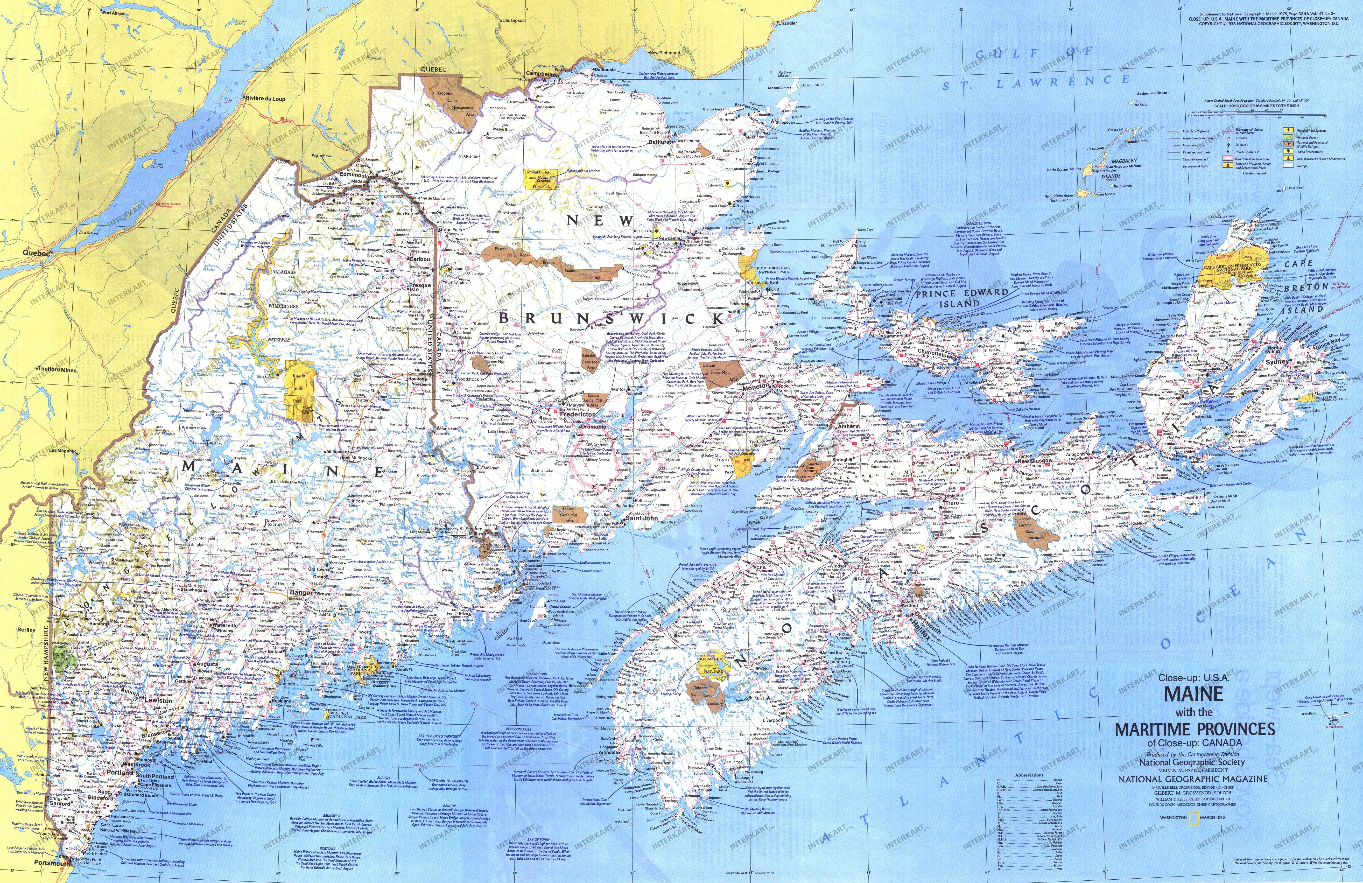 1975 Maine With The Maritime Provinces Map from National Geographic