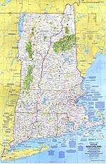 1975 Western New England Map National Geographic