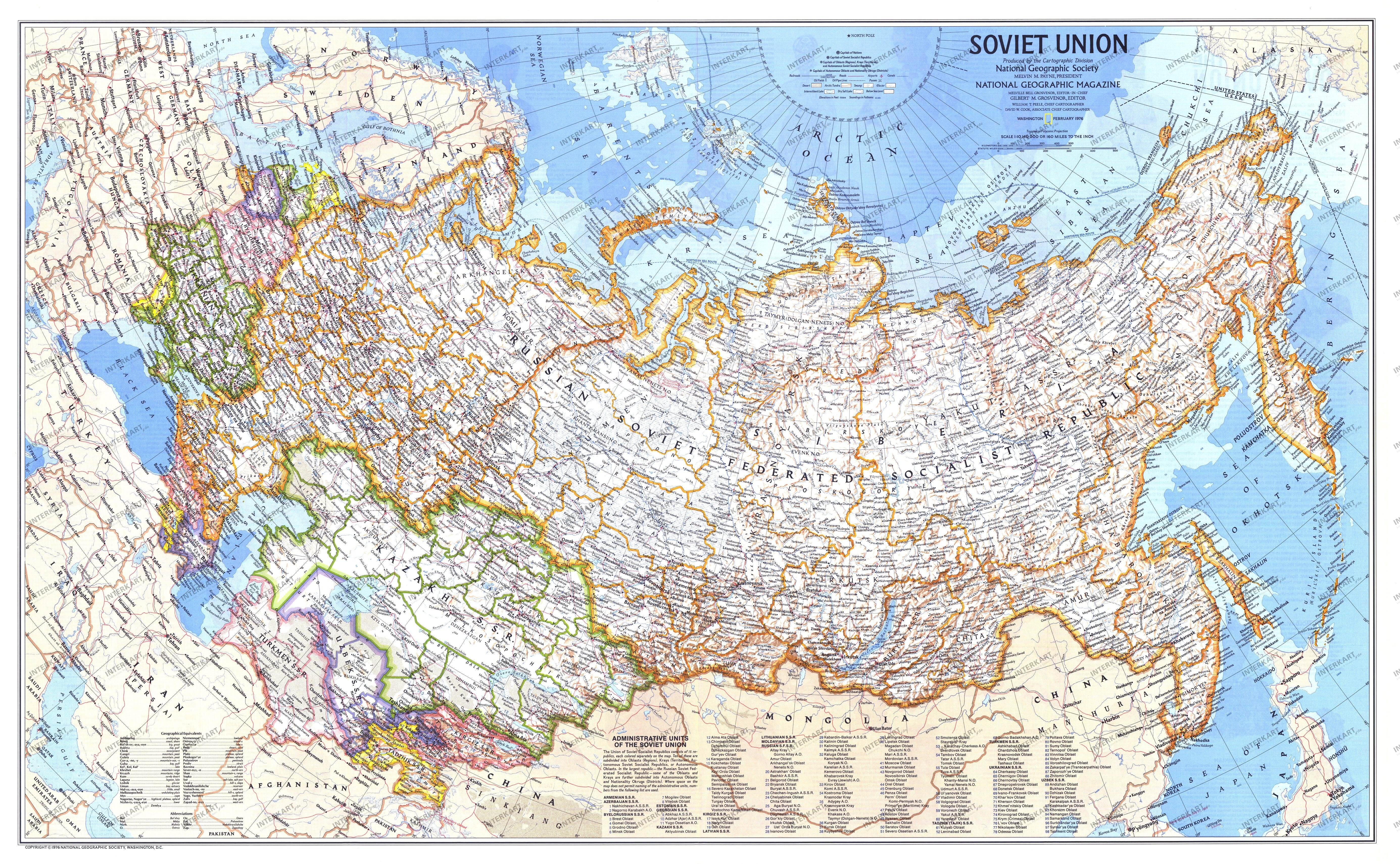 1976 Soviet Union Map 94 x 58cm