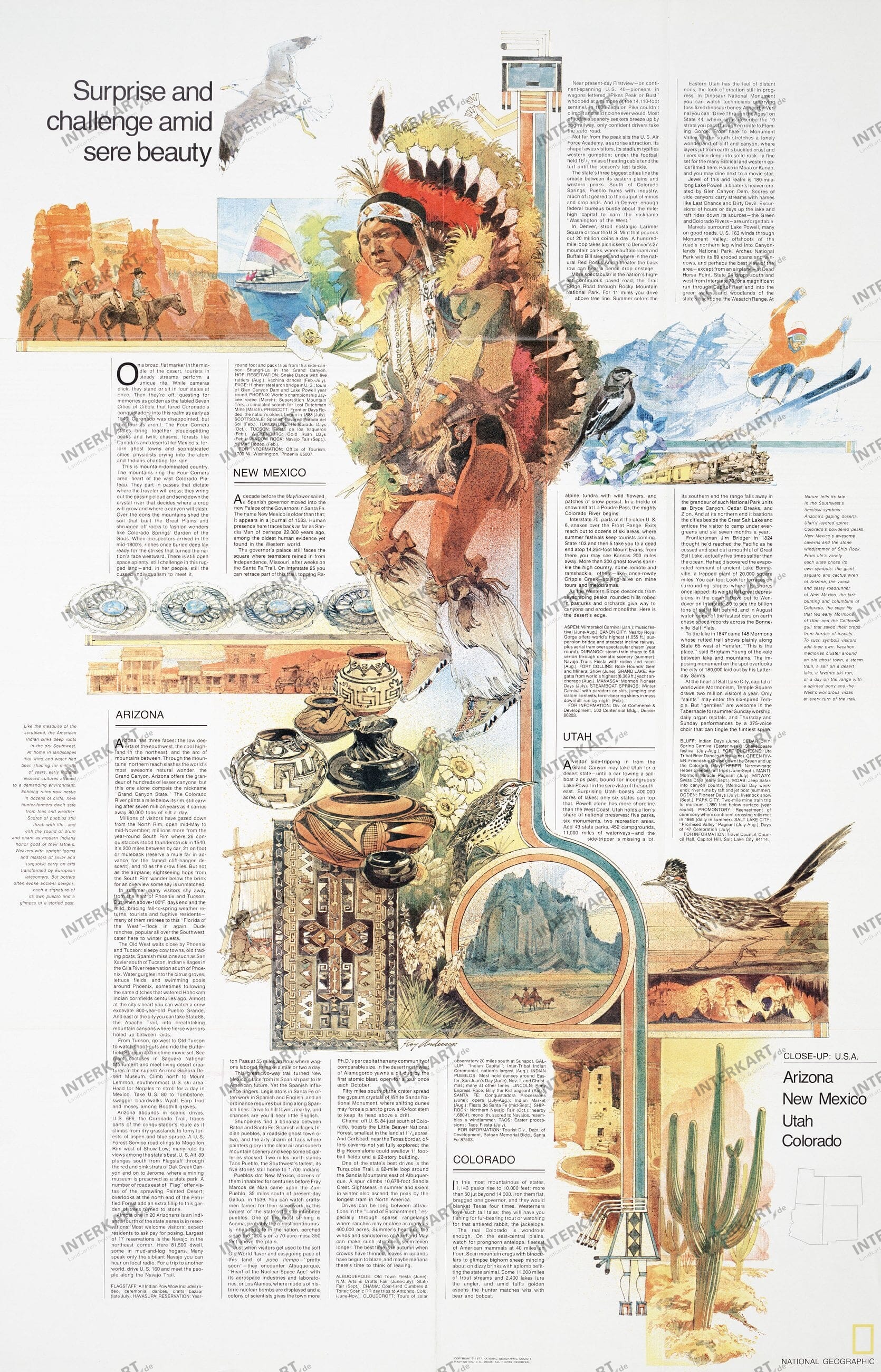 1977 Southwest Map - Surprise And Challenge Amid Sere Beauty 58 x 89cm