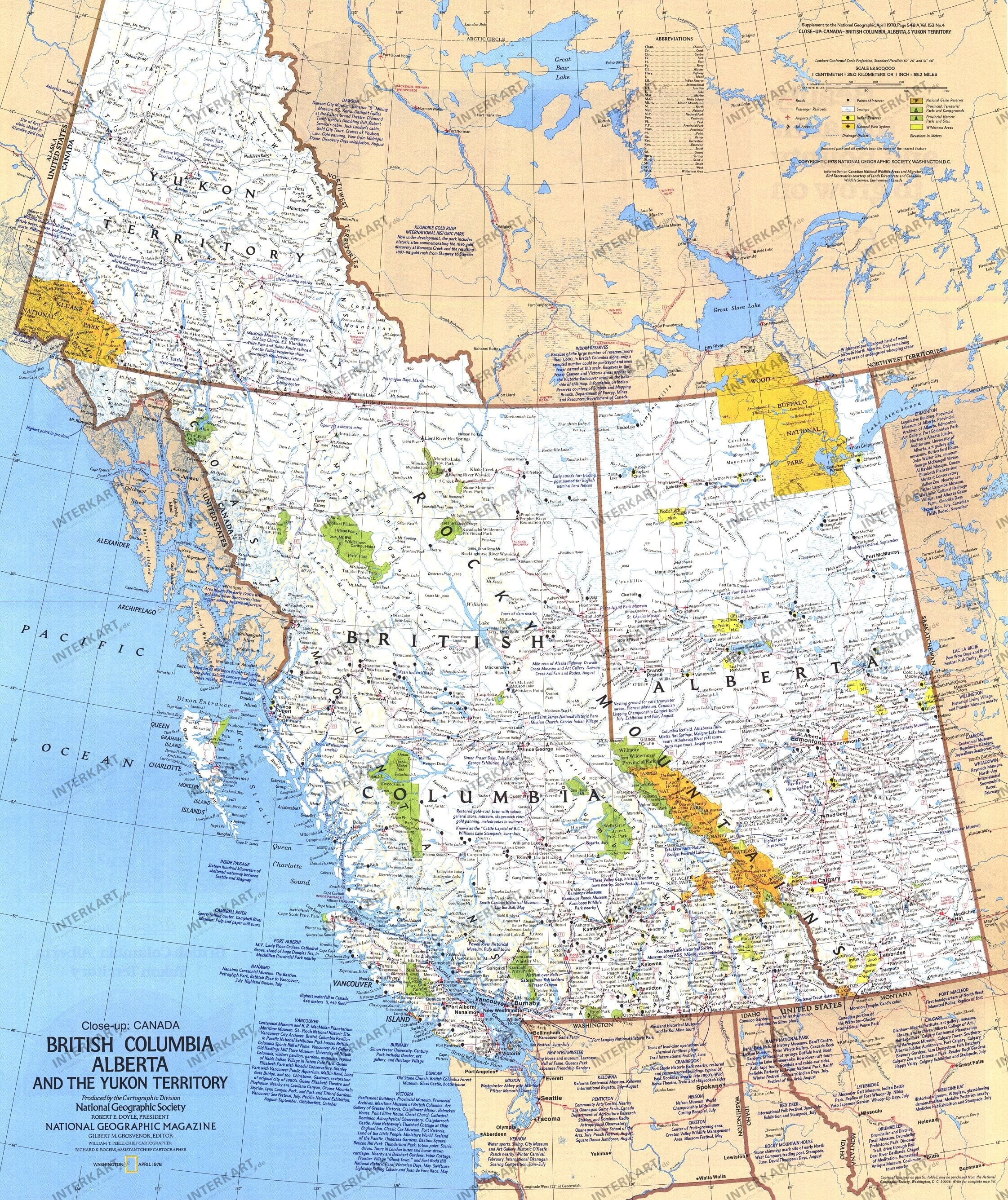 1978 British Columbia, Alberta And The Yukon Territory Map Side 1 from National Geographic