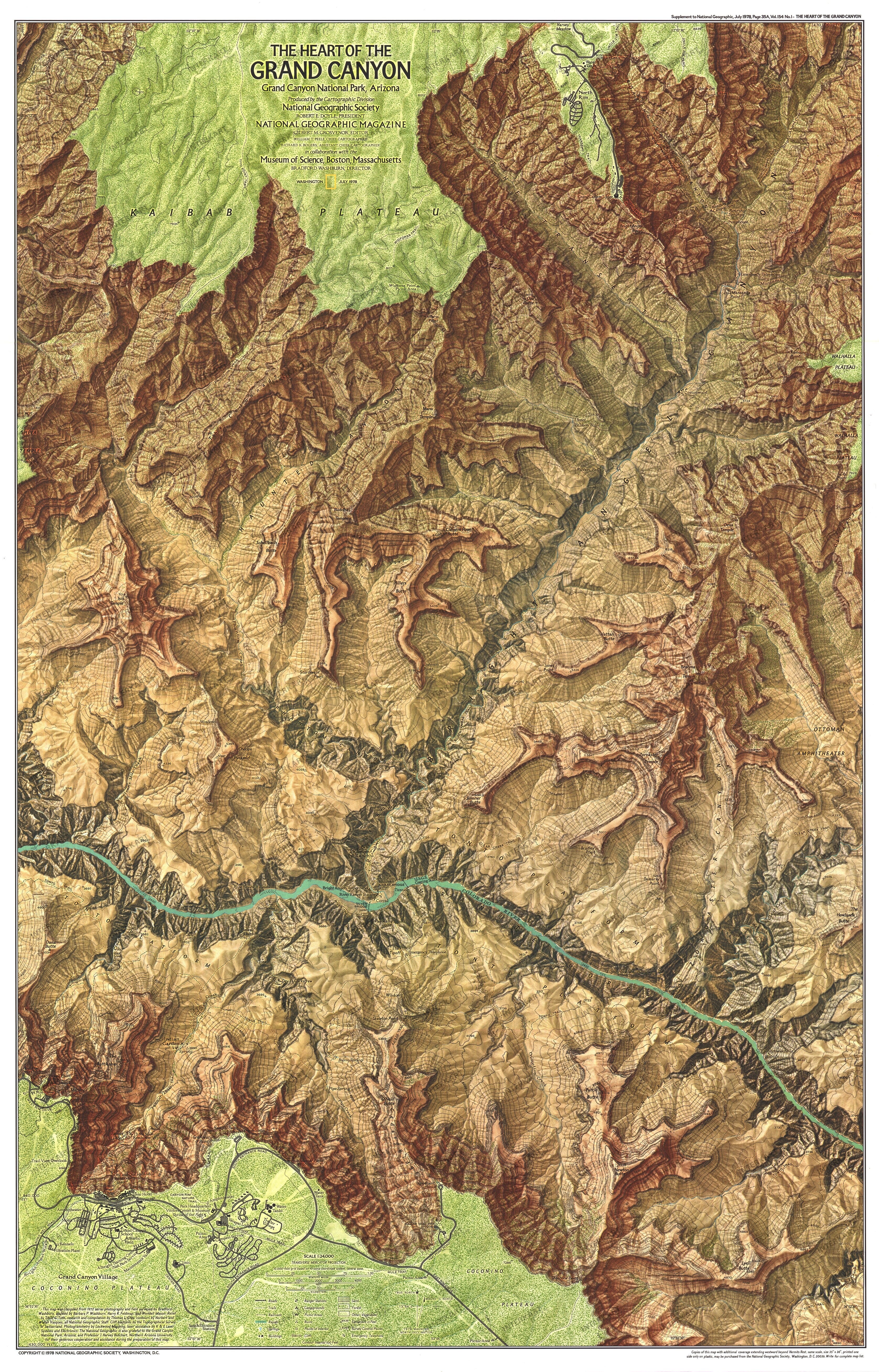 1978 Heart Of The Grand Canyon Map 56 x 89cm