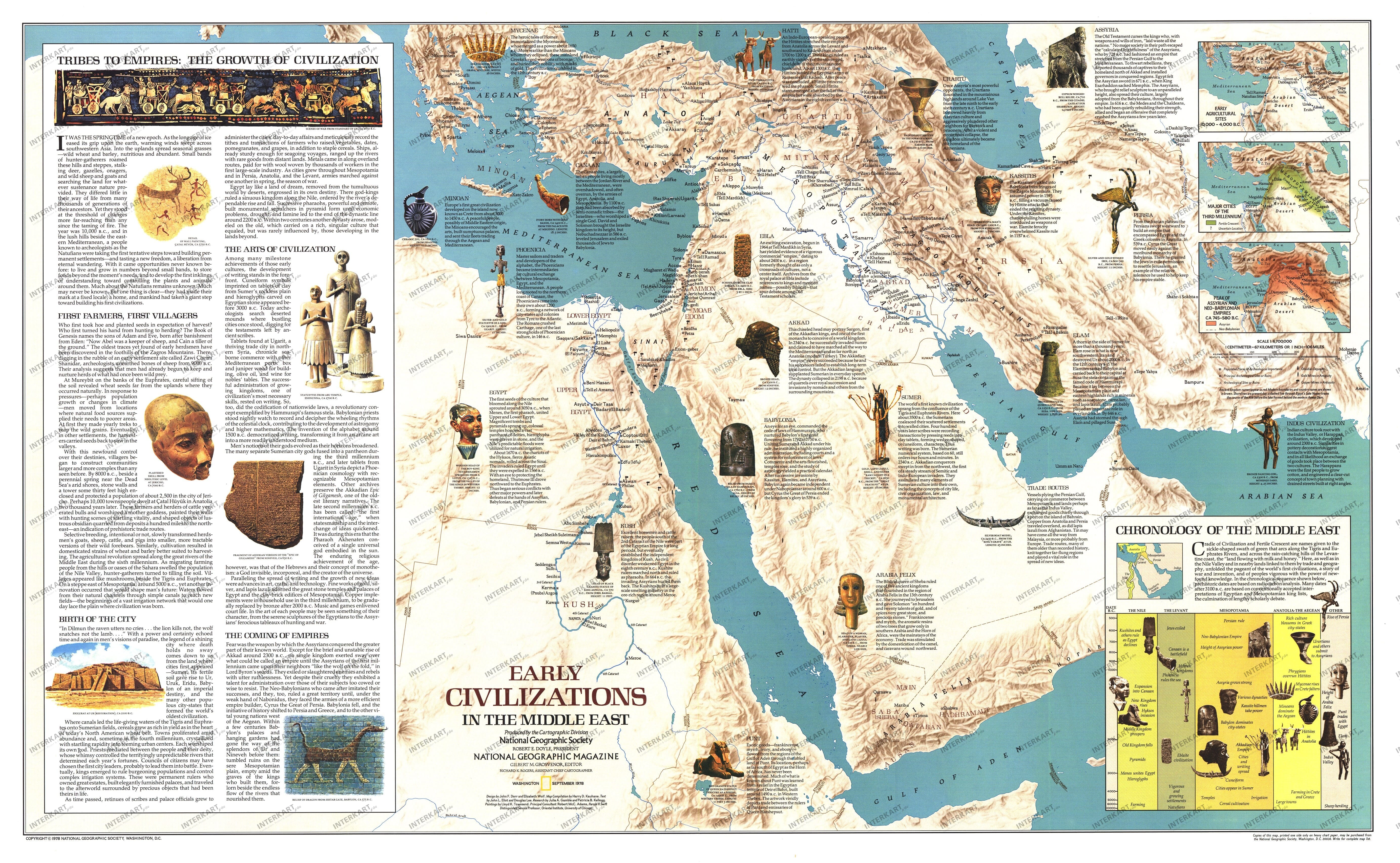 1978 Early Civilizations In The Middle East Map 94 x 58cm