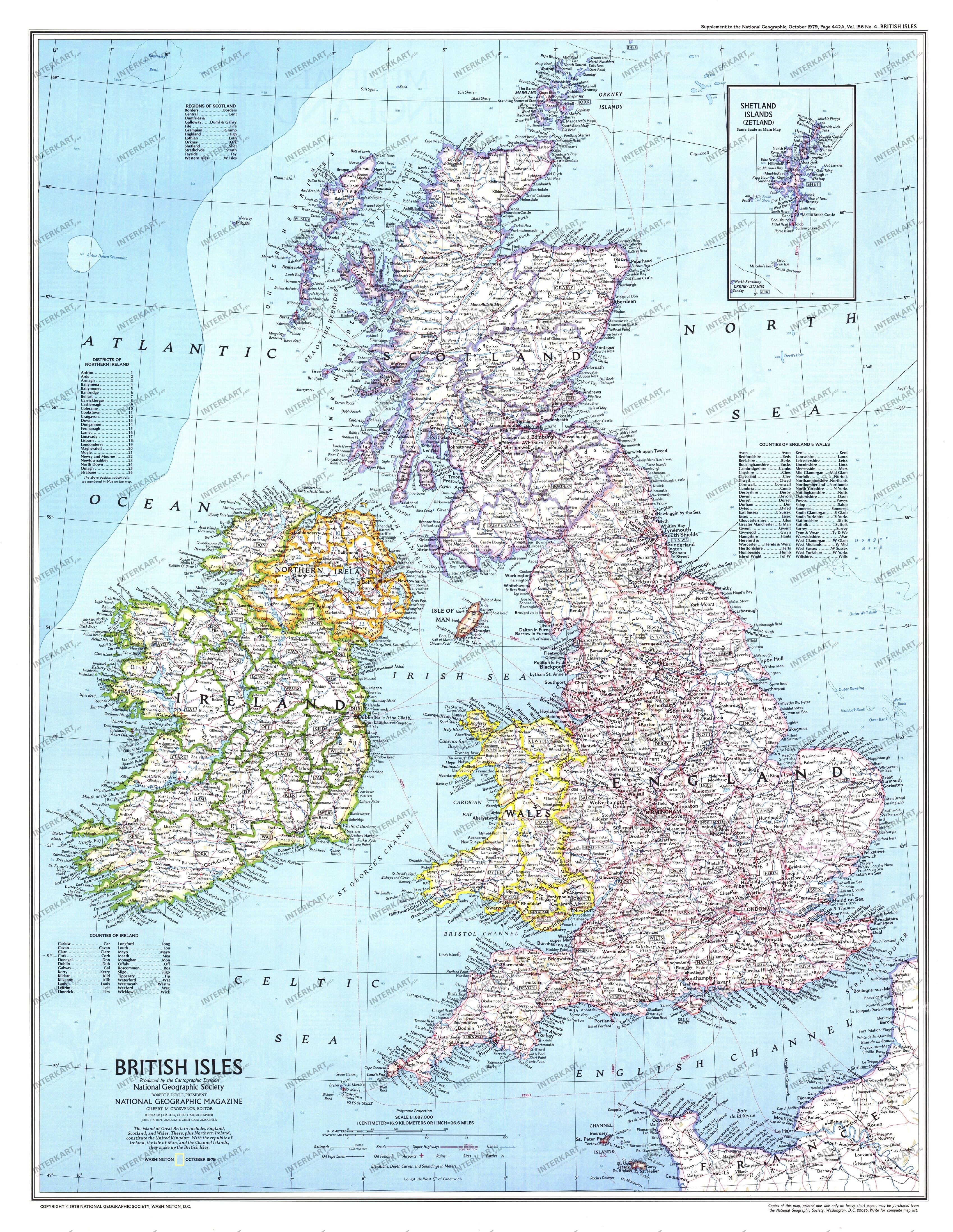 1979 British Isles Map 57 x 74cm