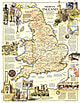 1979 Middelalderlig England Kort 57 x 74cm