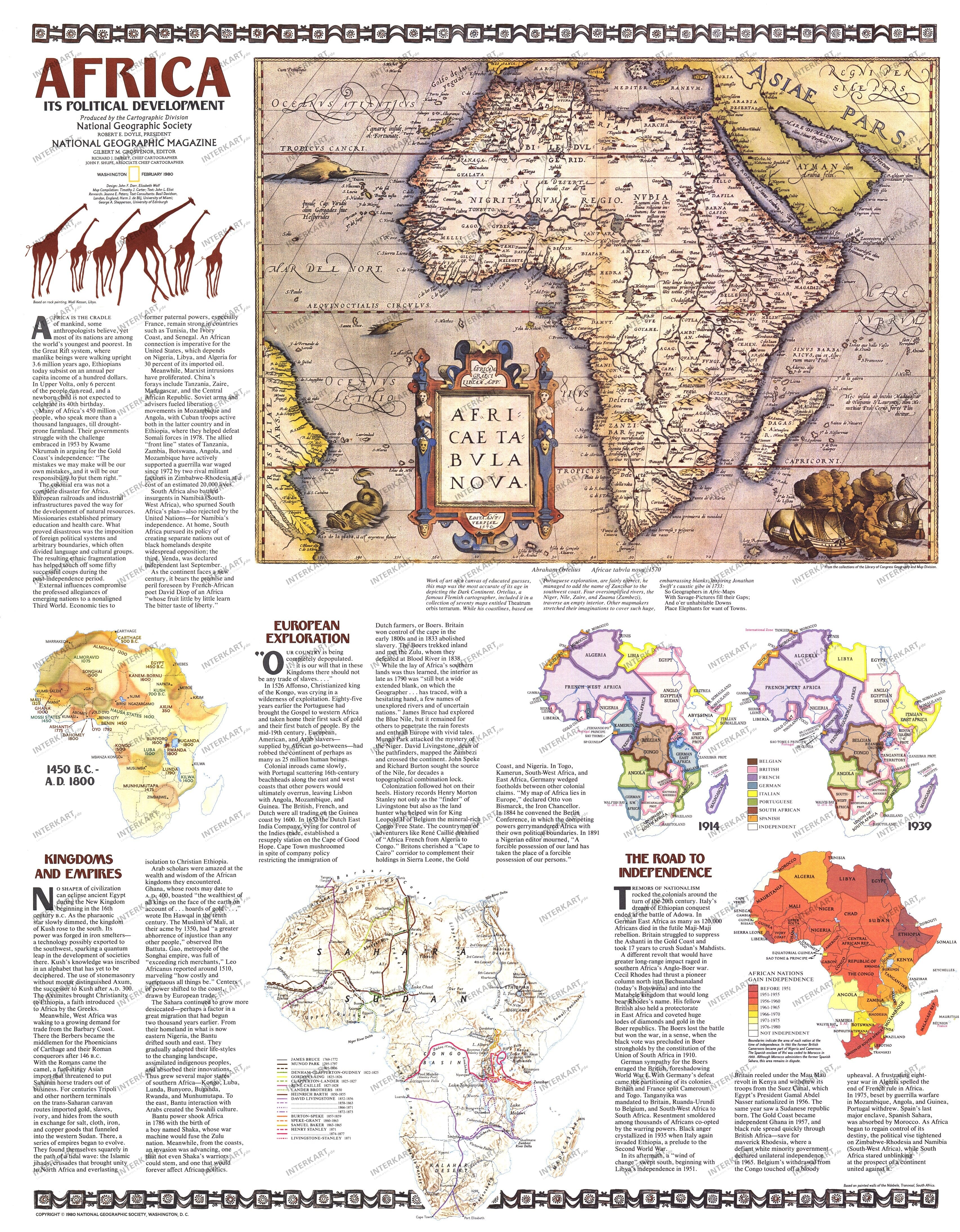 1980 Africa, Its Political Development Map 58 x 74cm