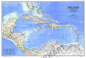 1981 Westindische Inseln und Mittelamerika 85 x 57cm