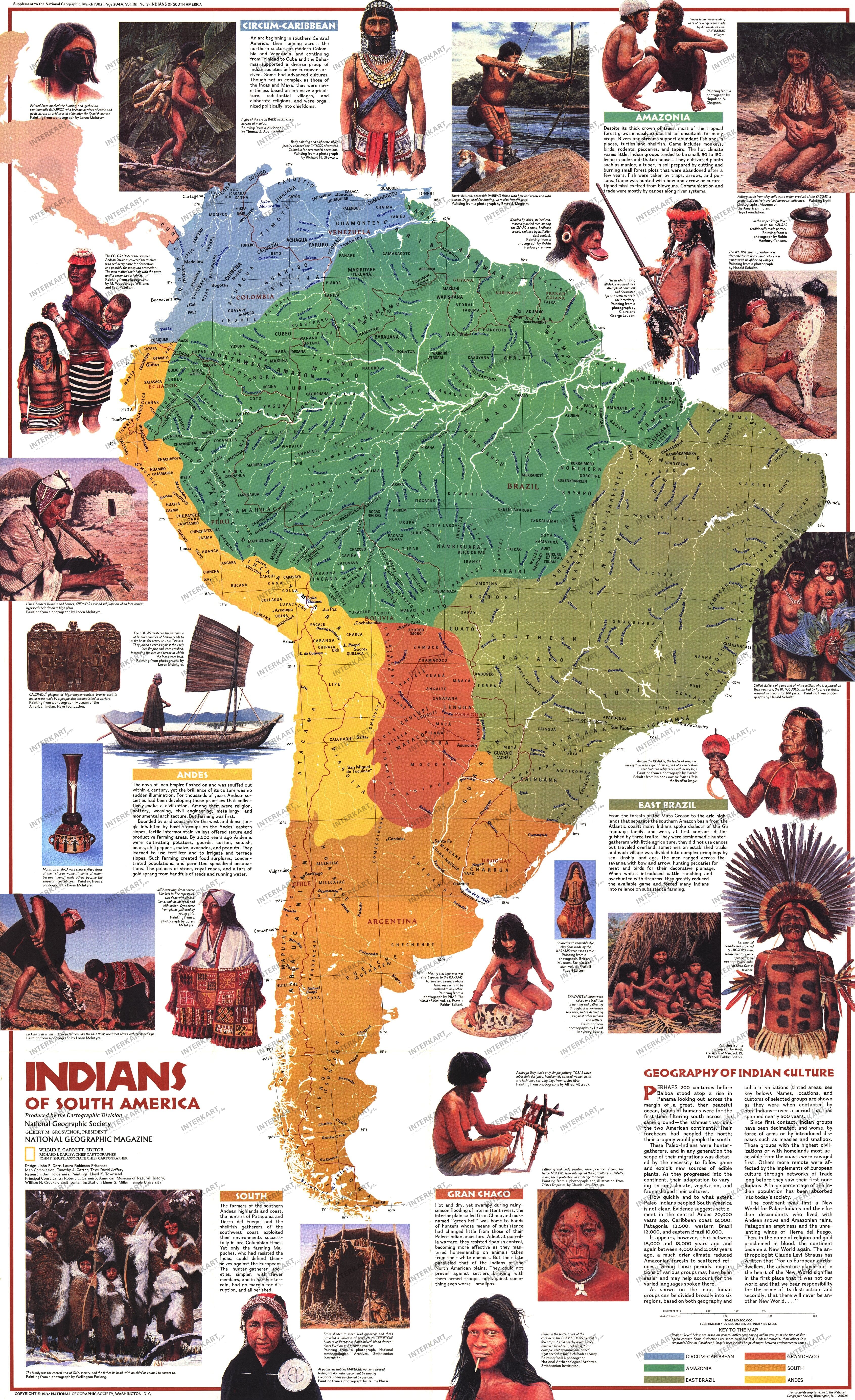 1982 Indians Of South America Map from National Geographic