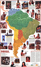 1982 Die Indianer Südamerikas Karte 57 x 94cm