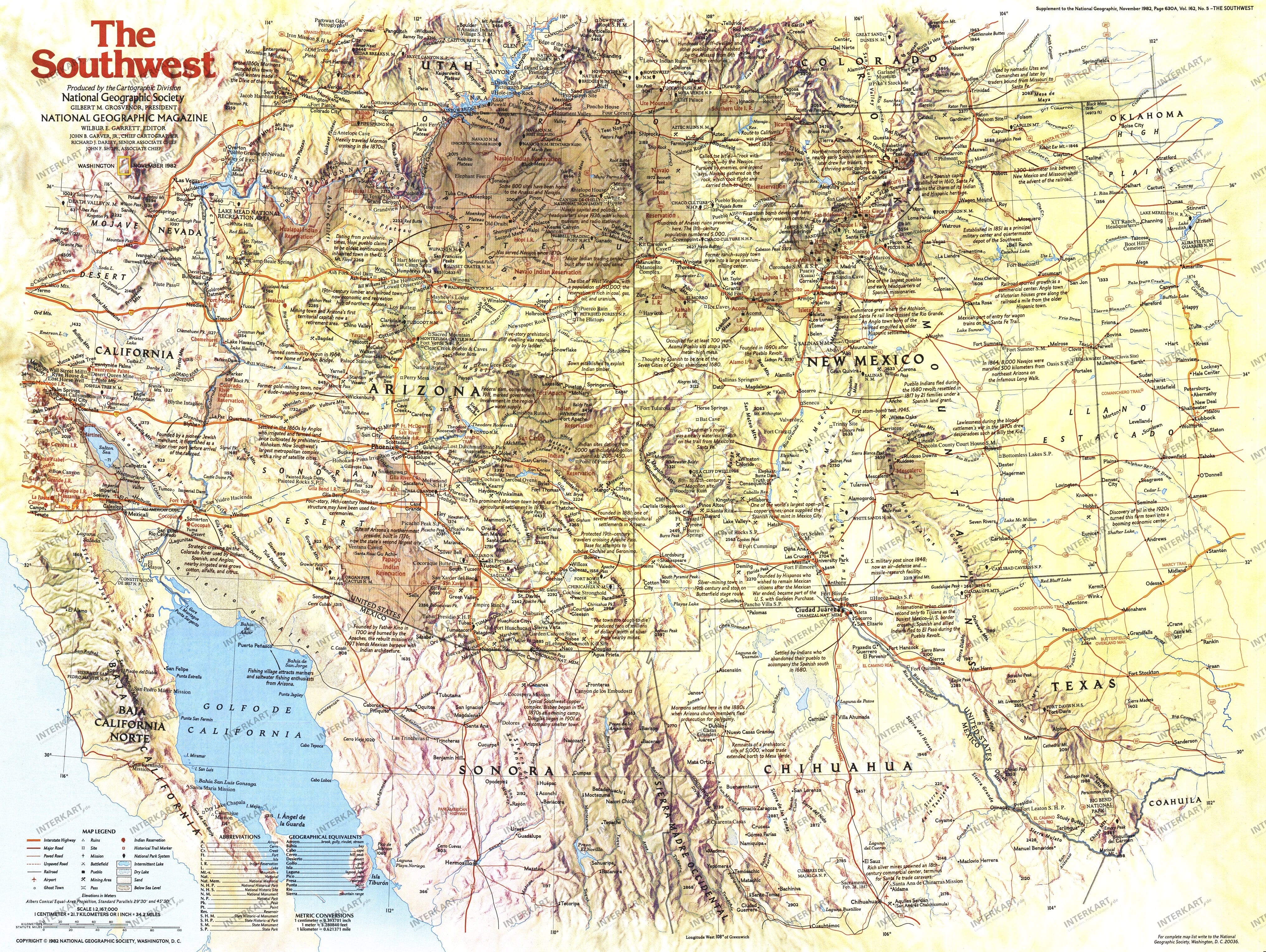 1982 Southwest Map Side 1 from National Geographic