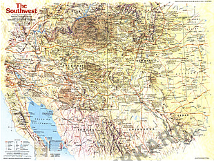 1982 Südwesten der USA Karte Seite 1 - 69 x 51cm