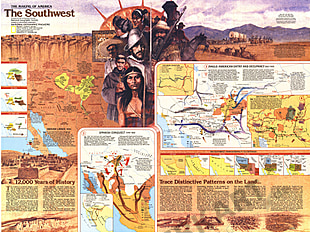 USA Karte des Südwestens mit historischem Überblick National Geographic