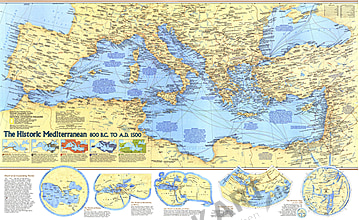 1982 Geschichte des Mittelmeerraums 800 v. Chr. bis 1500 n. Chr. 94 x 57cm