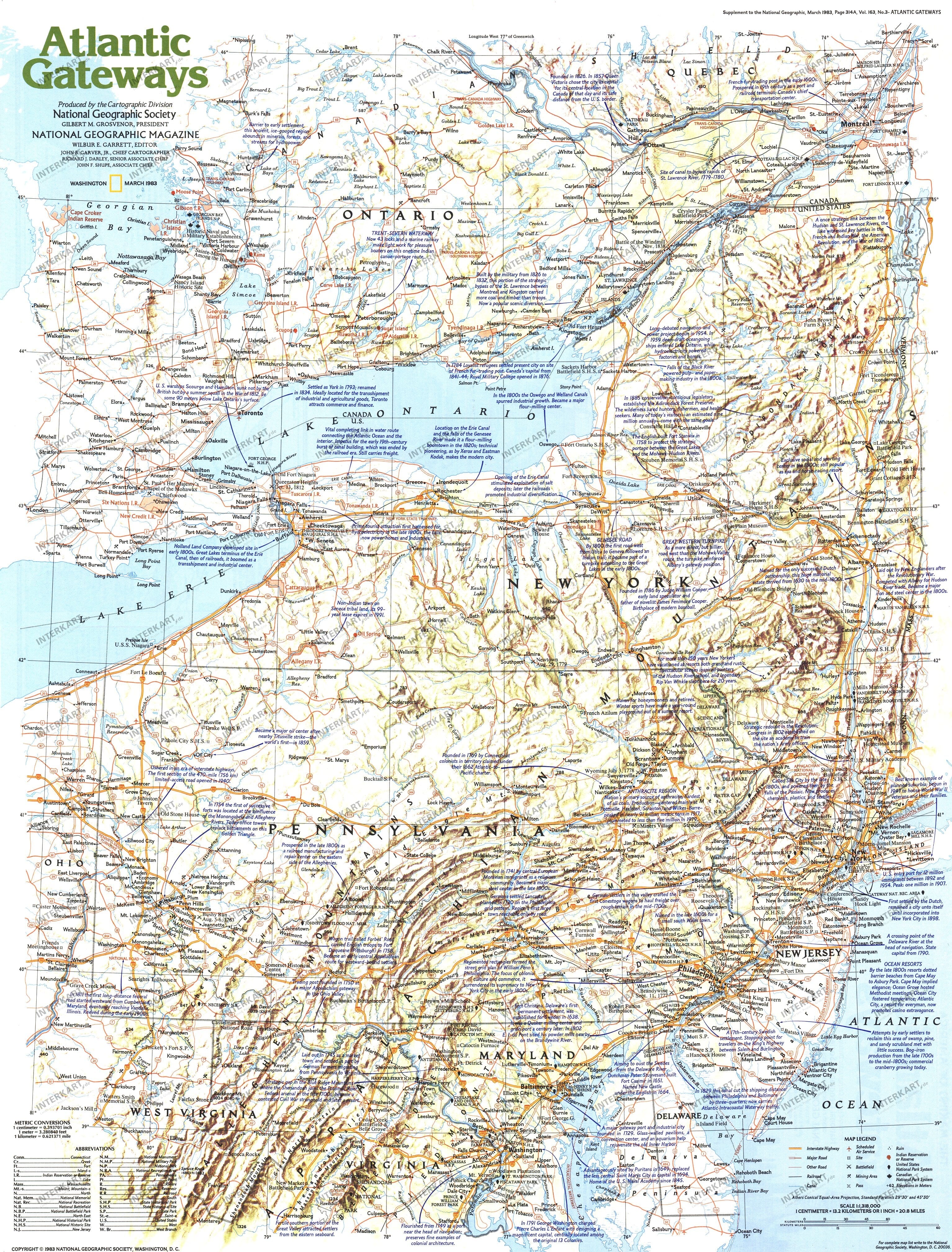 1983 Making Of America, Atlantic Gateways Map from National Geographic