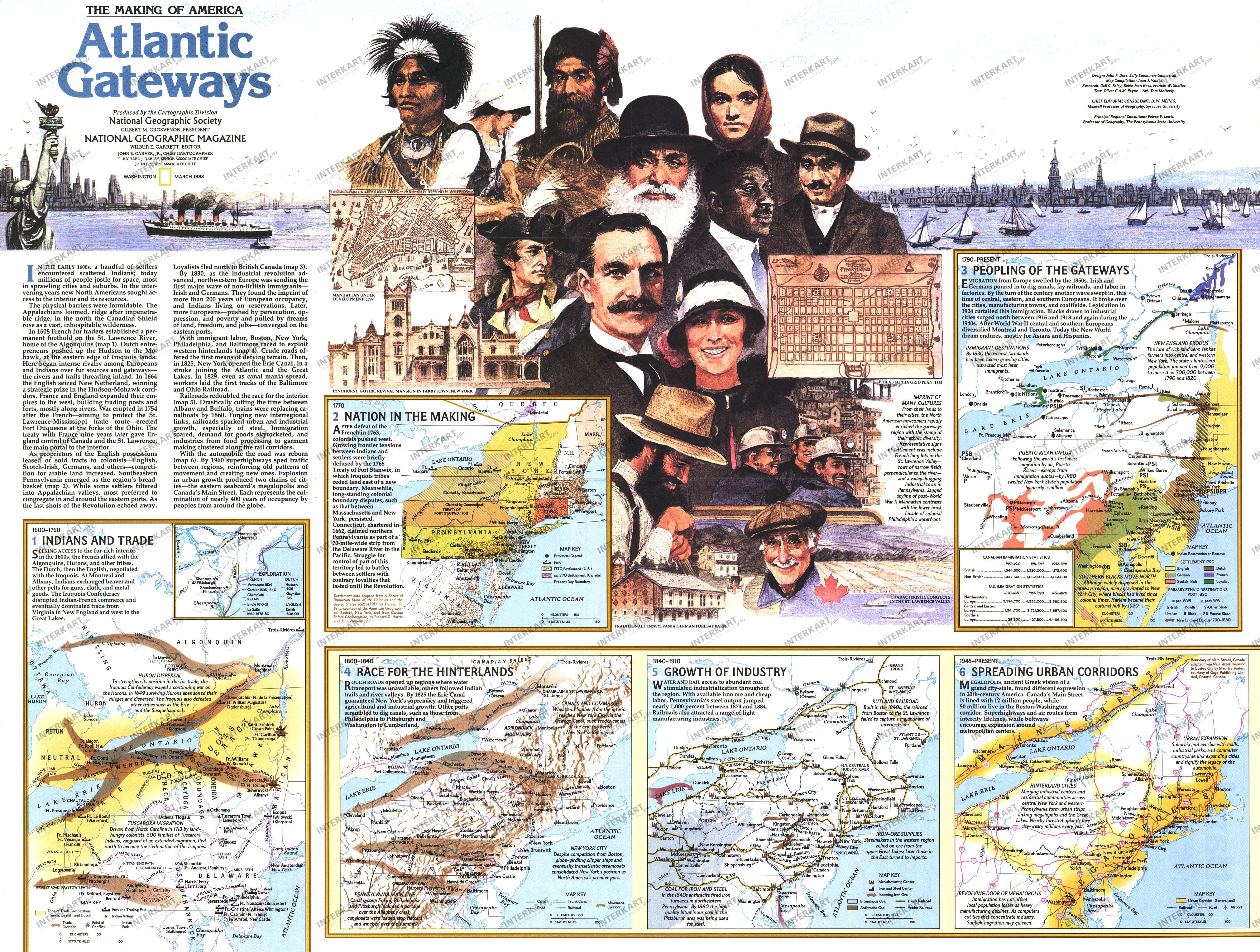 1983 Making Of America, Atlantic Gateways Map from National Geographic