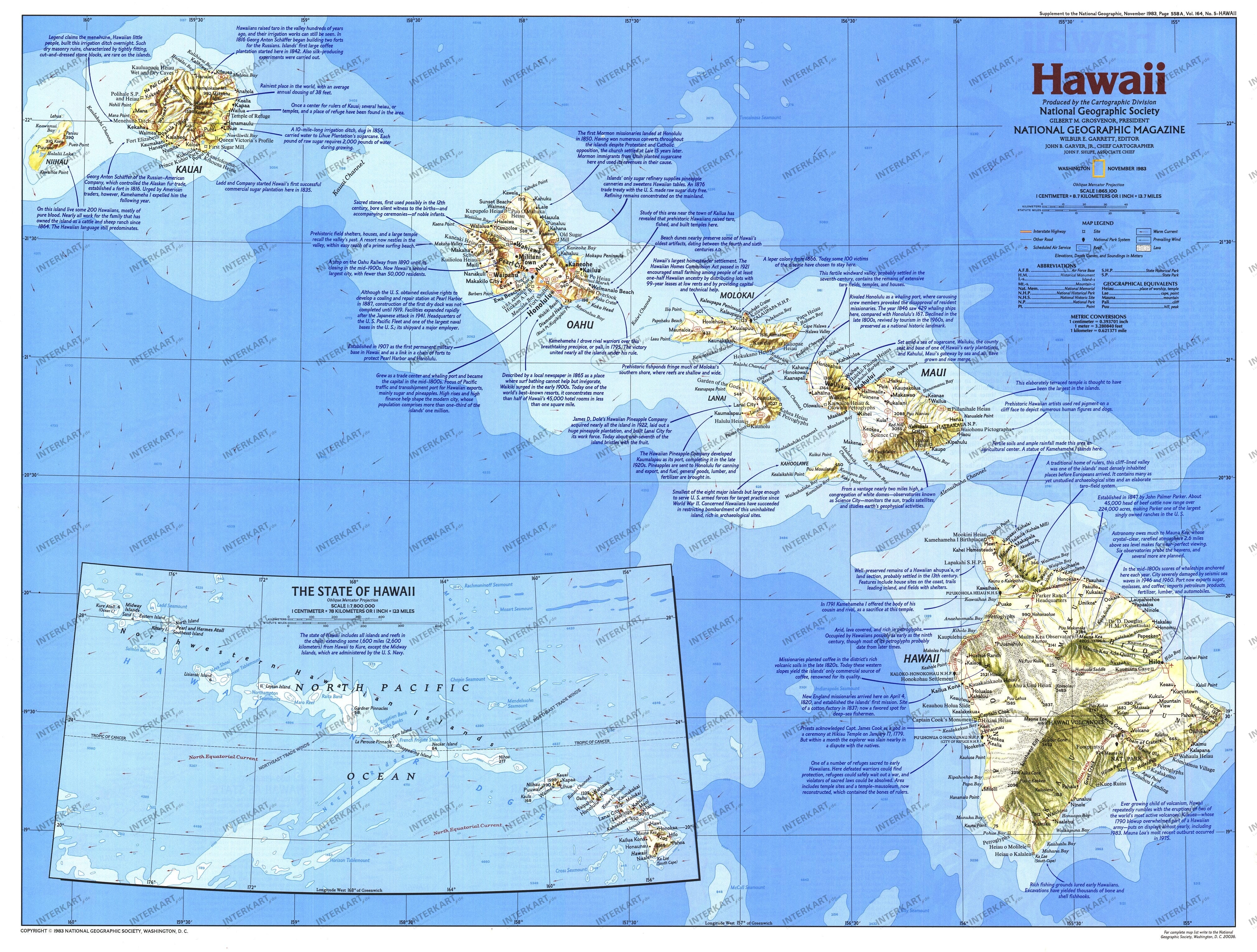 1983 Hawaii Map Side 1 from National Geographic