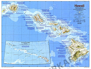 1983 Hawaii Karte Seite 1 - 69 x 52cm