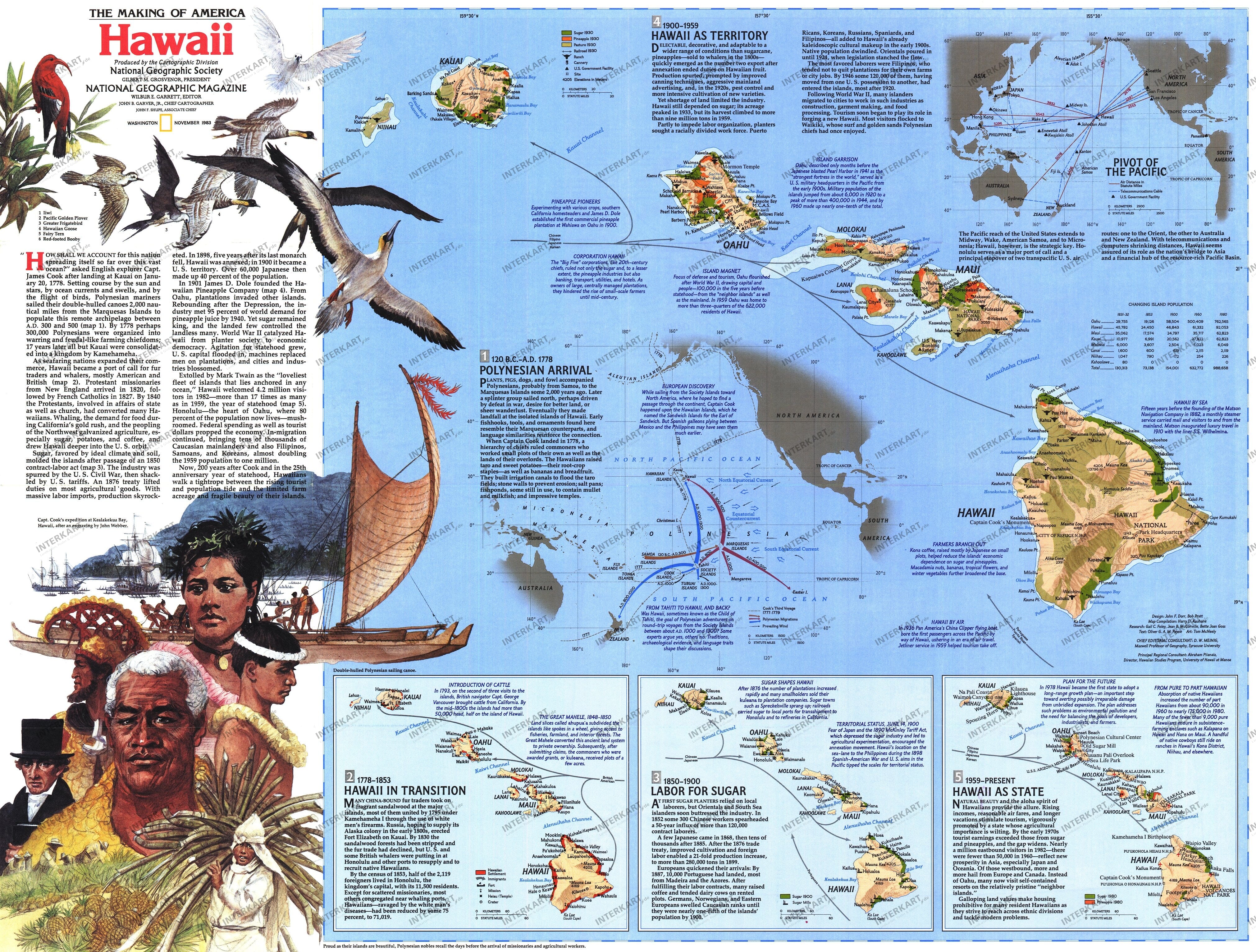 1983 Hawaii Map Side 2 from National Geographic