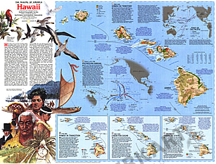 1983 Hawaii Karte Seite 2 - 69 x 52cm