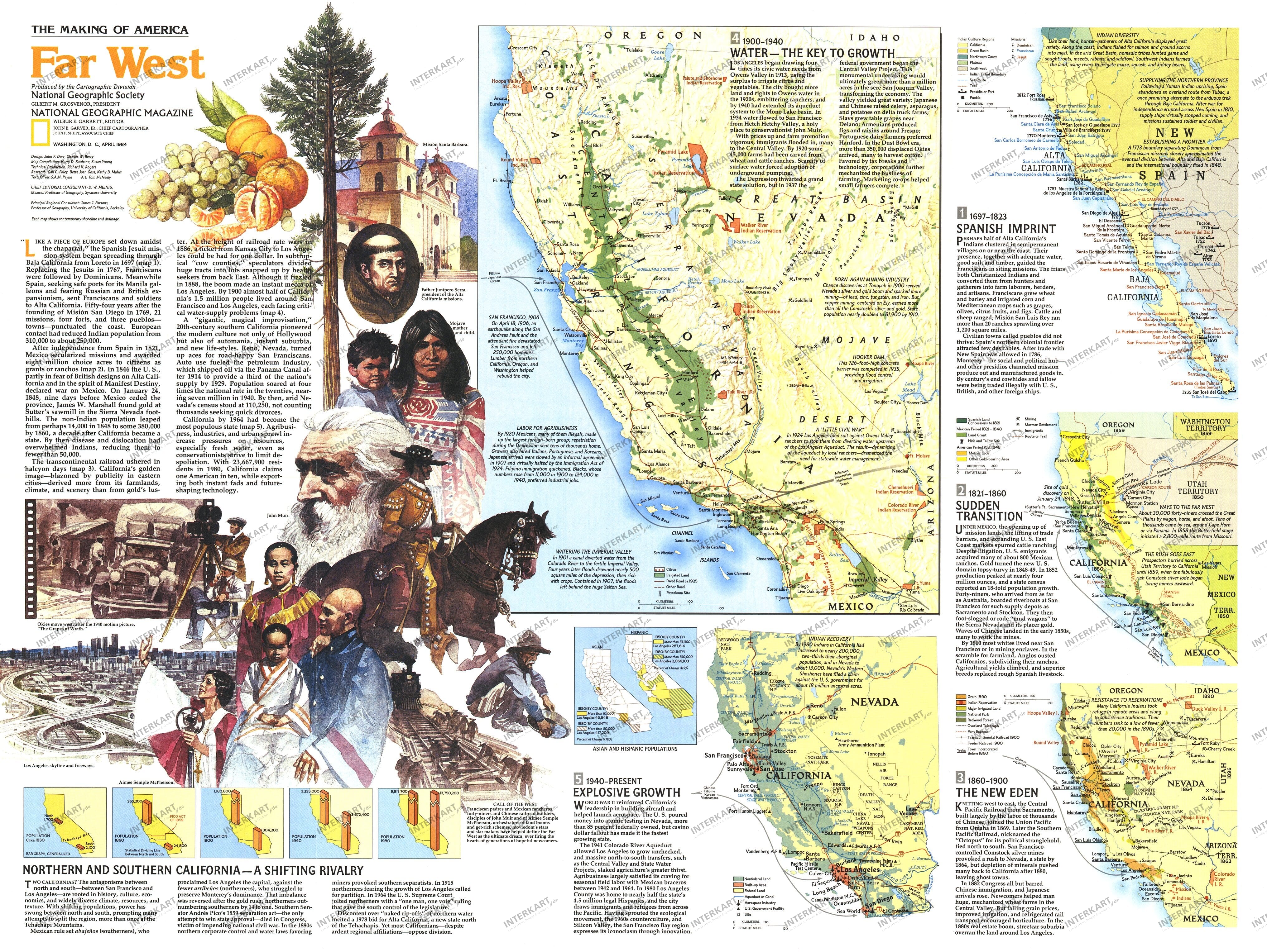1984 Making Of America, Far West Map from National Geographic